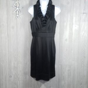 TAYLOR Dress Size 6 Black LBD Sheath Ruffle Sleeveless Wedding Formal